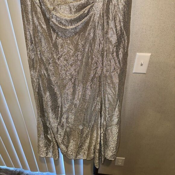 ALEX EVENINGS 18W Glitter Gold Wrap Neck Dress NWOT. 14 - Picture 3 of 12